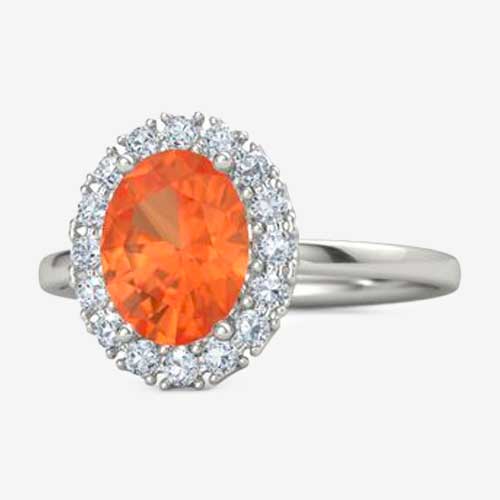 Oval Cut Fire Opal Estrella Engagement Ring
