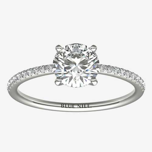 Petite Micropave Simple Diamond Engagement Ring