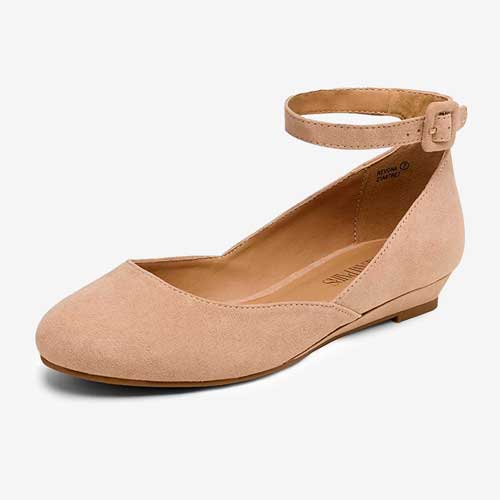 Dream pairs Women’s Revona Low Wedge Ankle Strap Flats Shoes