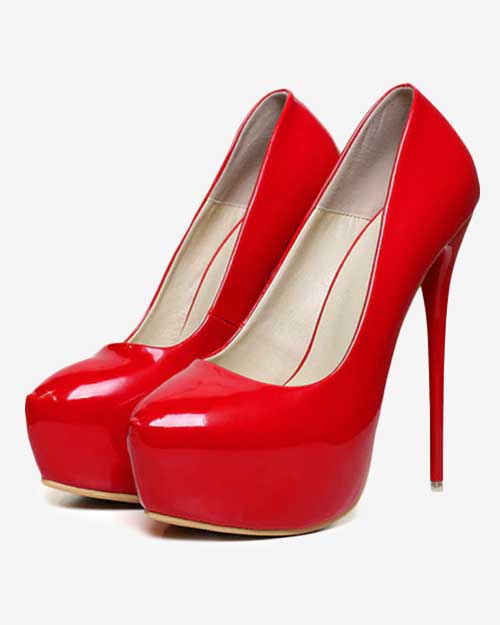 Big Size Patent Leather Red Wedding High Heels