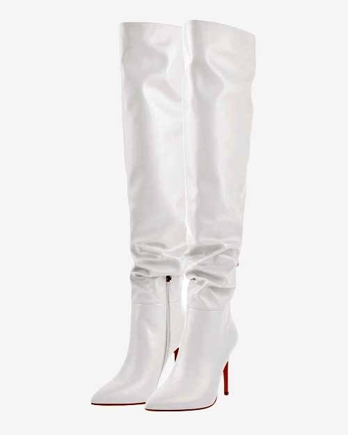 White Pointed Toe Stiletto Tight High 10CM Heel Boots