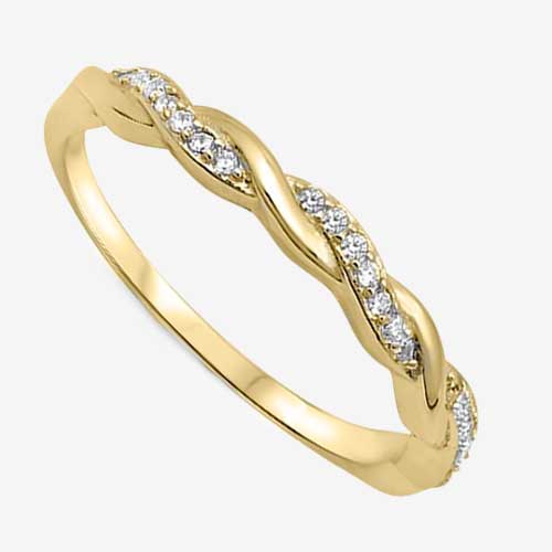 Gold-Tone White CZ25 Sterling Silver Promise Ring