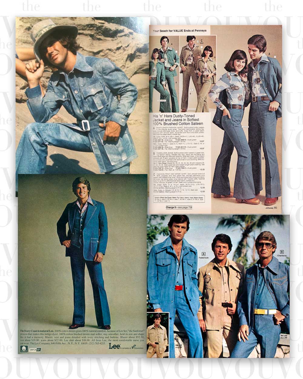 70s denim suit fashion