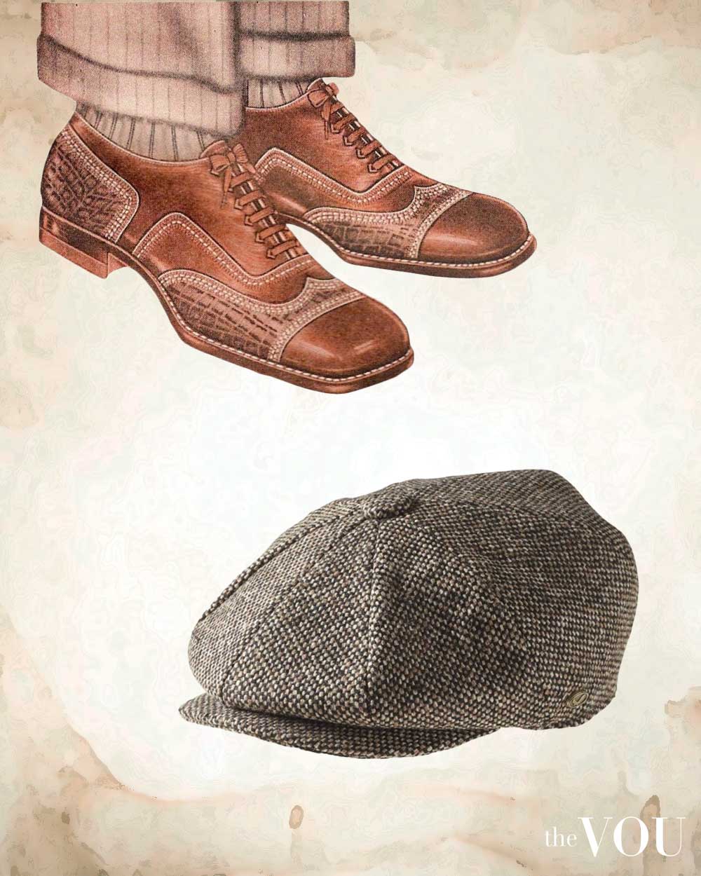 1920s Fashion Oxford Shoes & Newsboy Hat