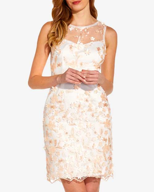 3D Floral Sleeveless Sheath Cocktail Dress