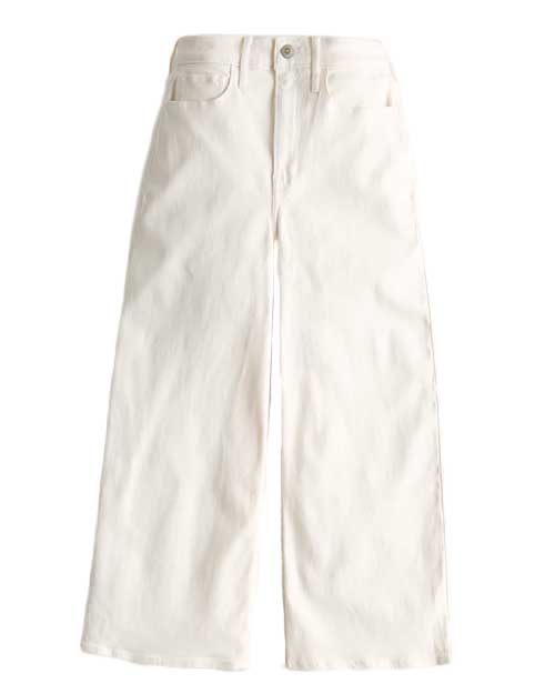 Ultra High-rise White Wide Leg Ankle Jeans