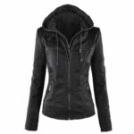 Hooded Leather Jacket For Women