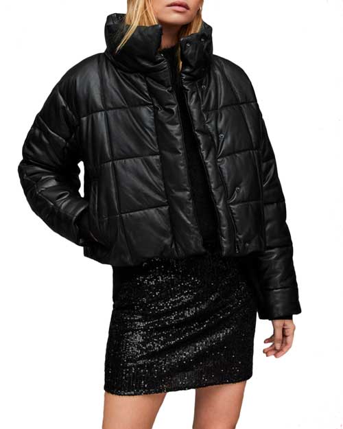 AllSaints Petra Leather Puffer Jacket