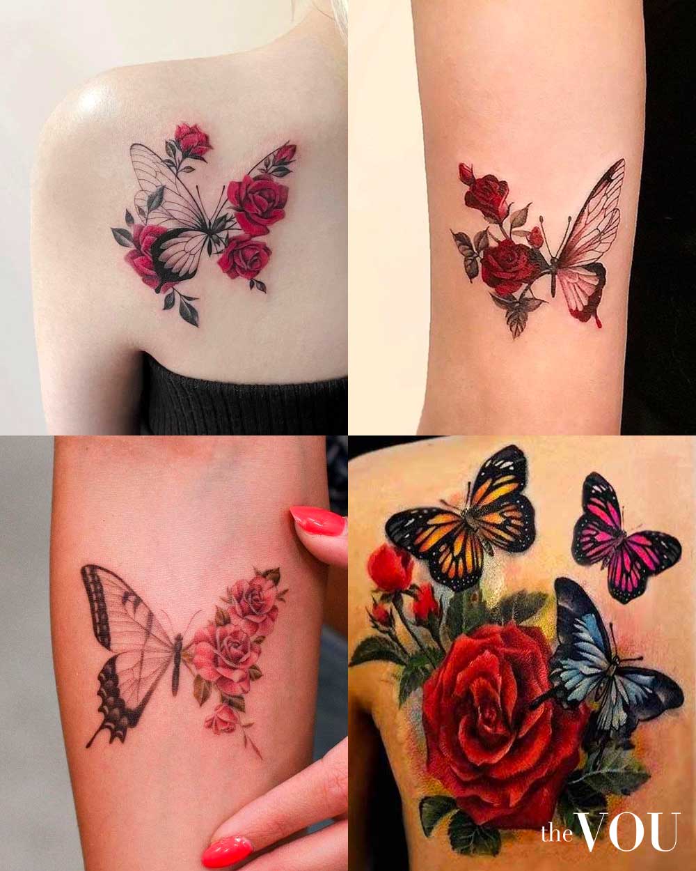 Butterfly and Roses Tattoos