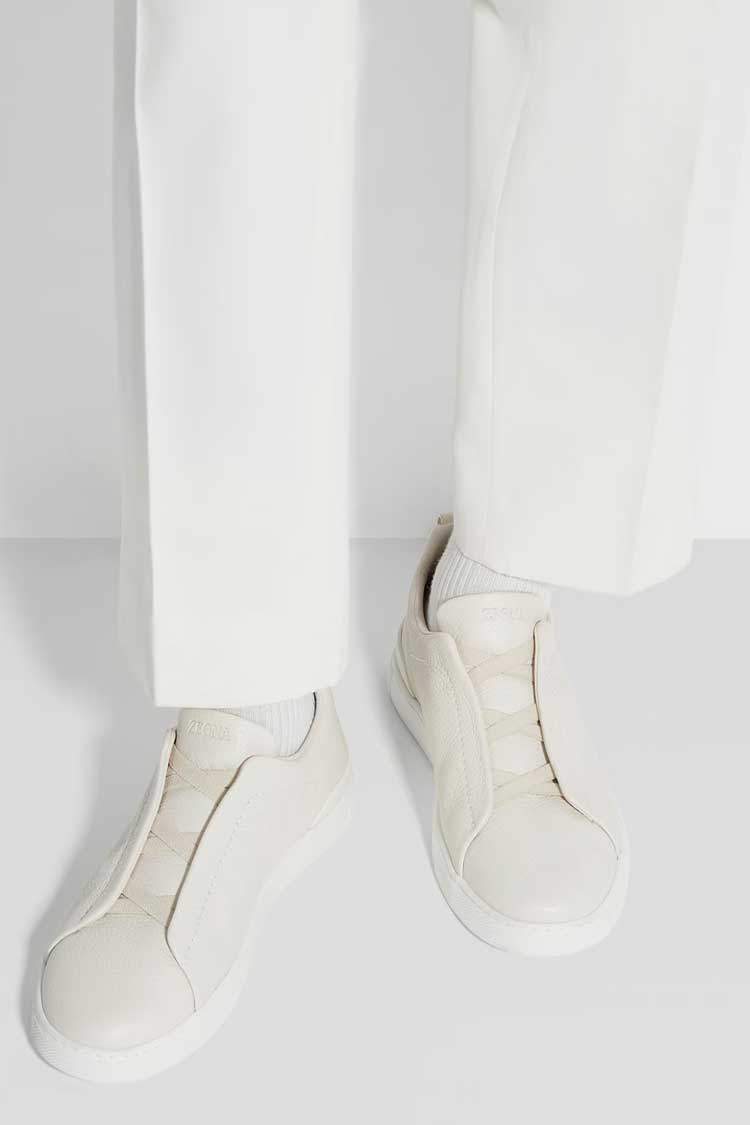Zegna White Leather Sneakers