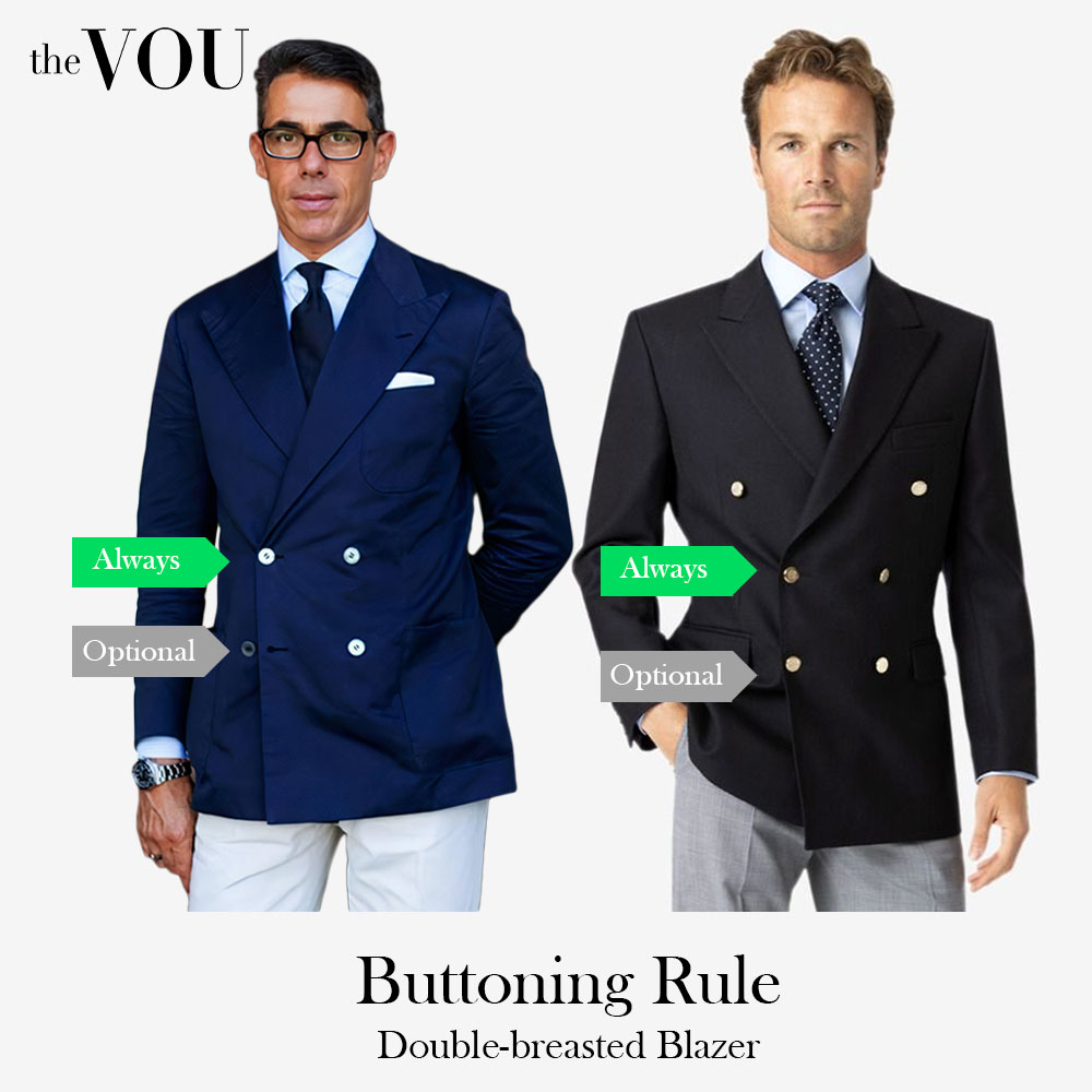 Double-breasted blazer buttoning rules