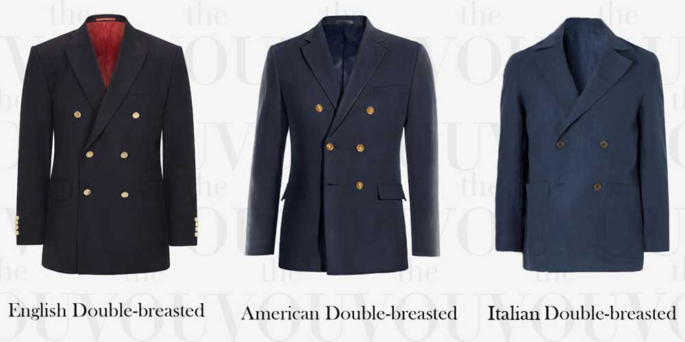 Silhouette types of double-breasted blazers: English vs American vs Italian