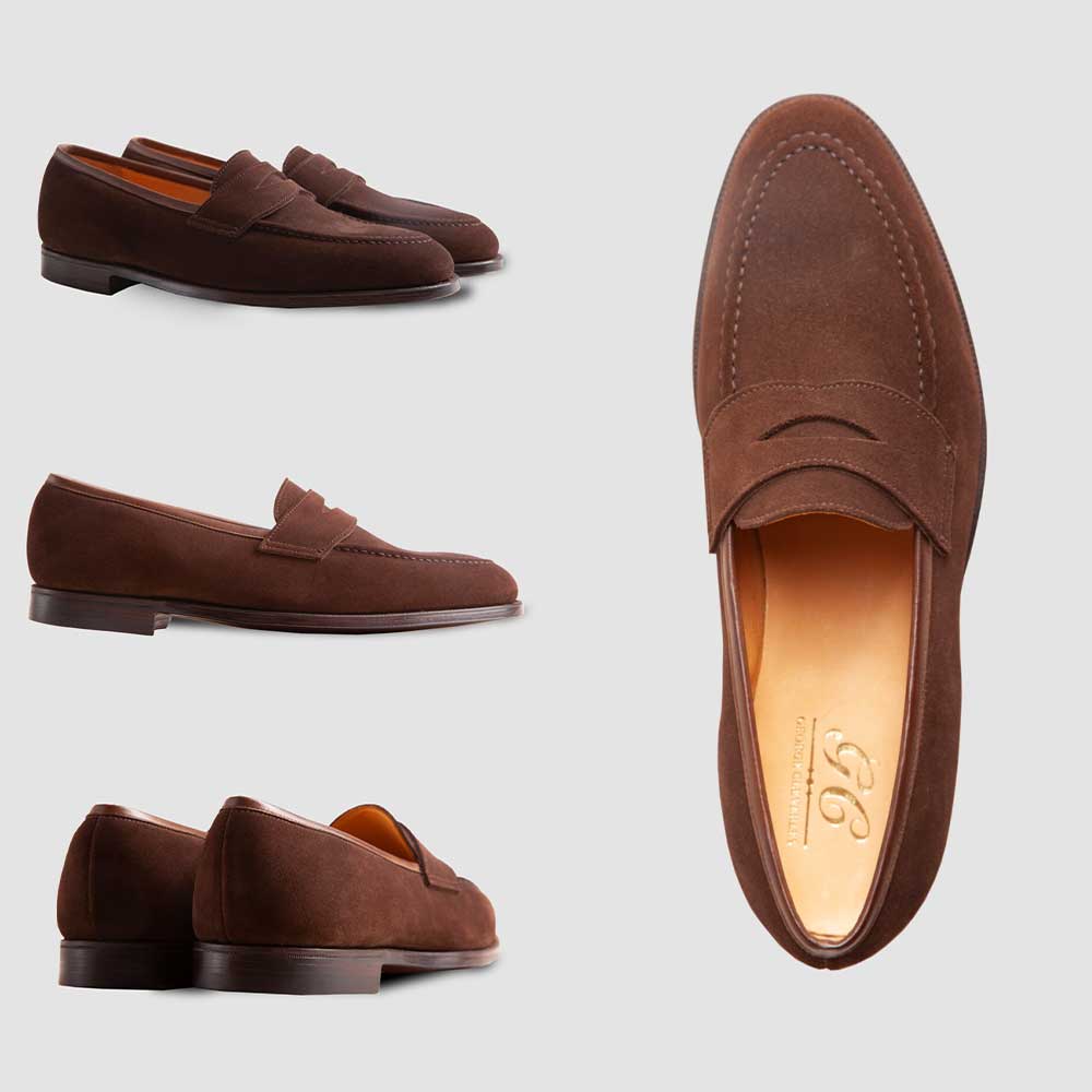 George Cleverley Bradley dark brown suede loafers