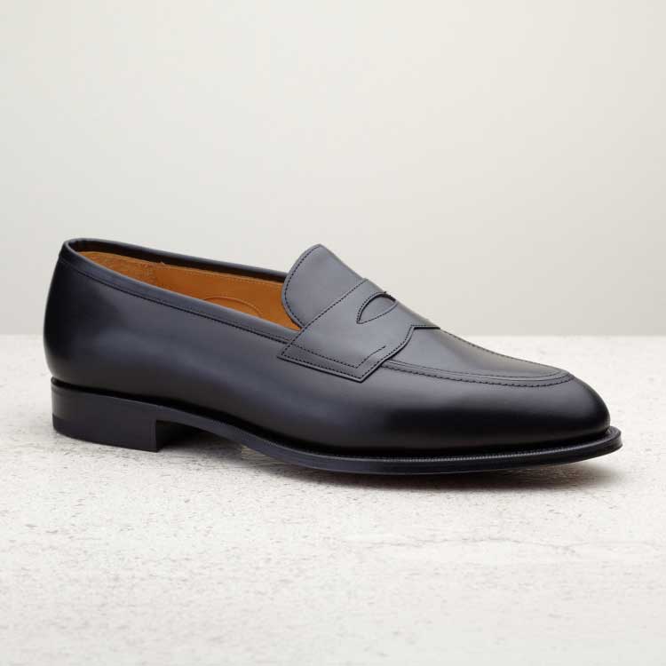 Edward Green Black Calf Piccadilly Penny Loafers