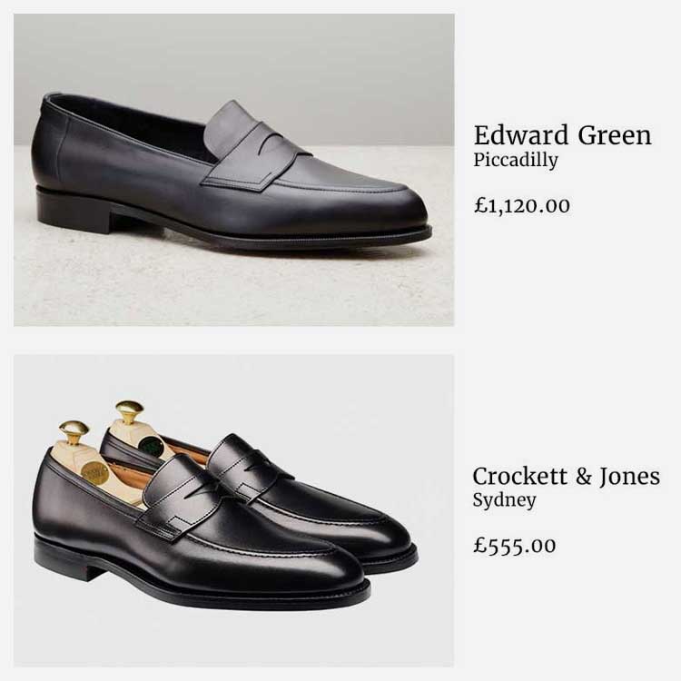 Edward Green vs Crockett & Jones penny loafers