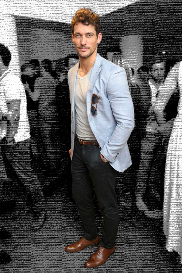 David Gandy chino with deconstructed blazer modern old money style