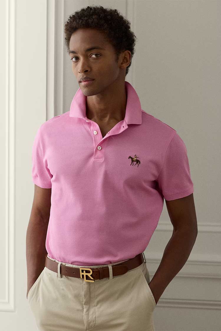 Ralph Lauren's Purple Label slim fit Piqué polo shirt in 'Classic Pale Pink'