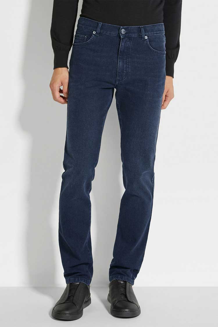 Zegna dark grey stone-washed stretch cotton Roccia jeans