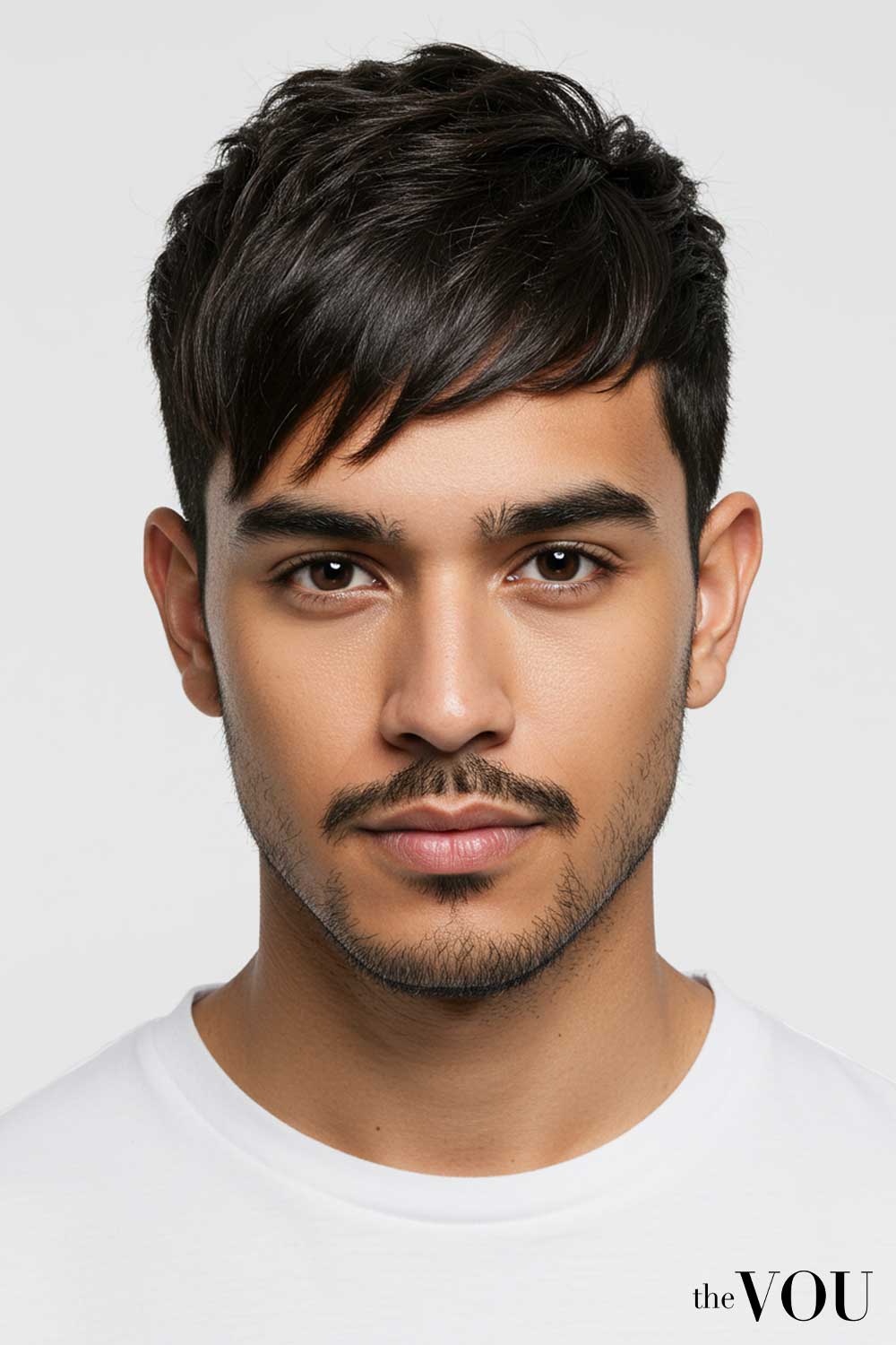 Angular Fringe Heart Face Shape Men