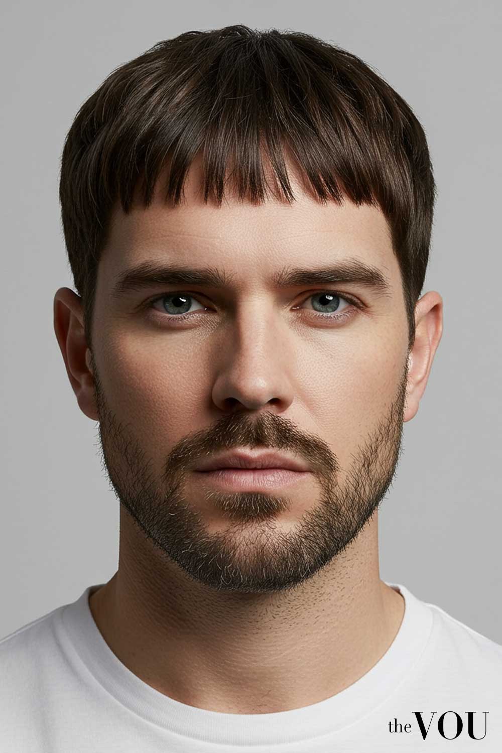 Corte César para caras cuadradas para hombres