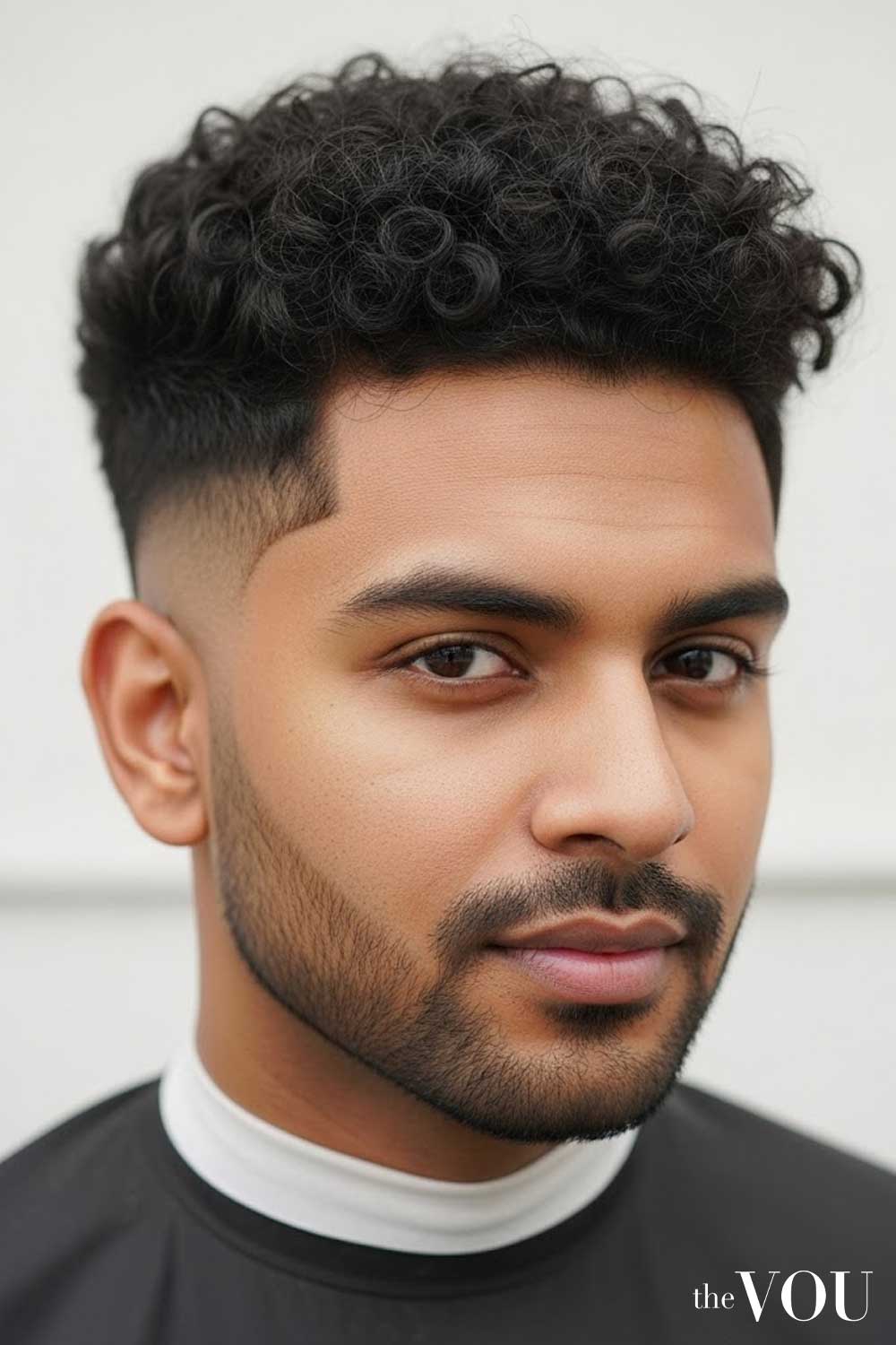 Curly Top Fade Heart Face Shape Men