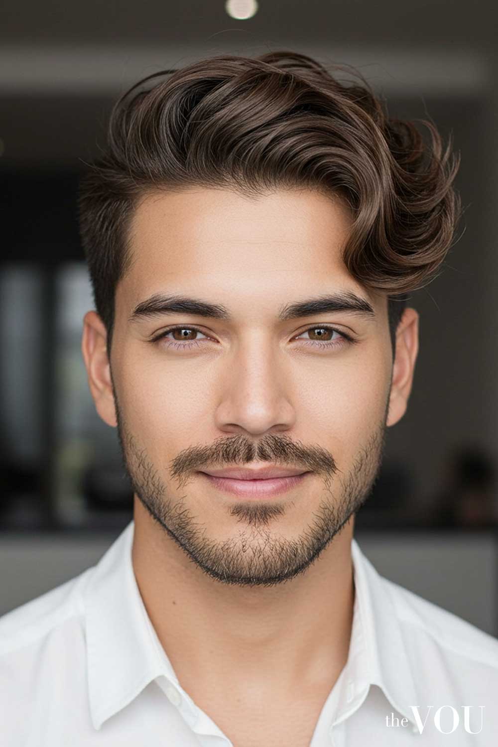 Side Part with Waves Heart Face Shape Men