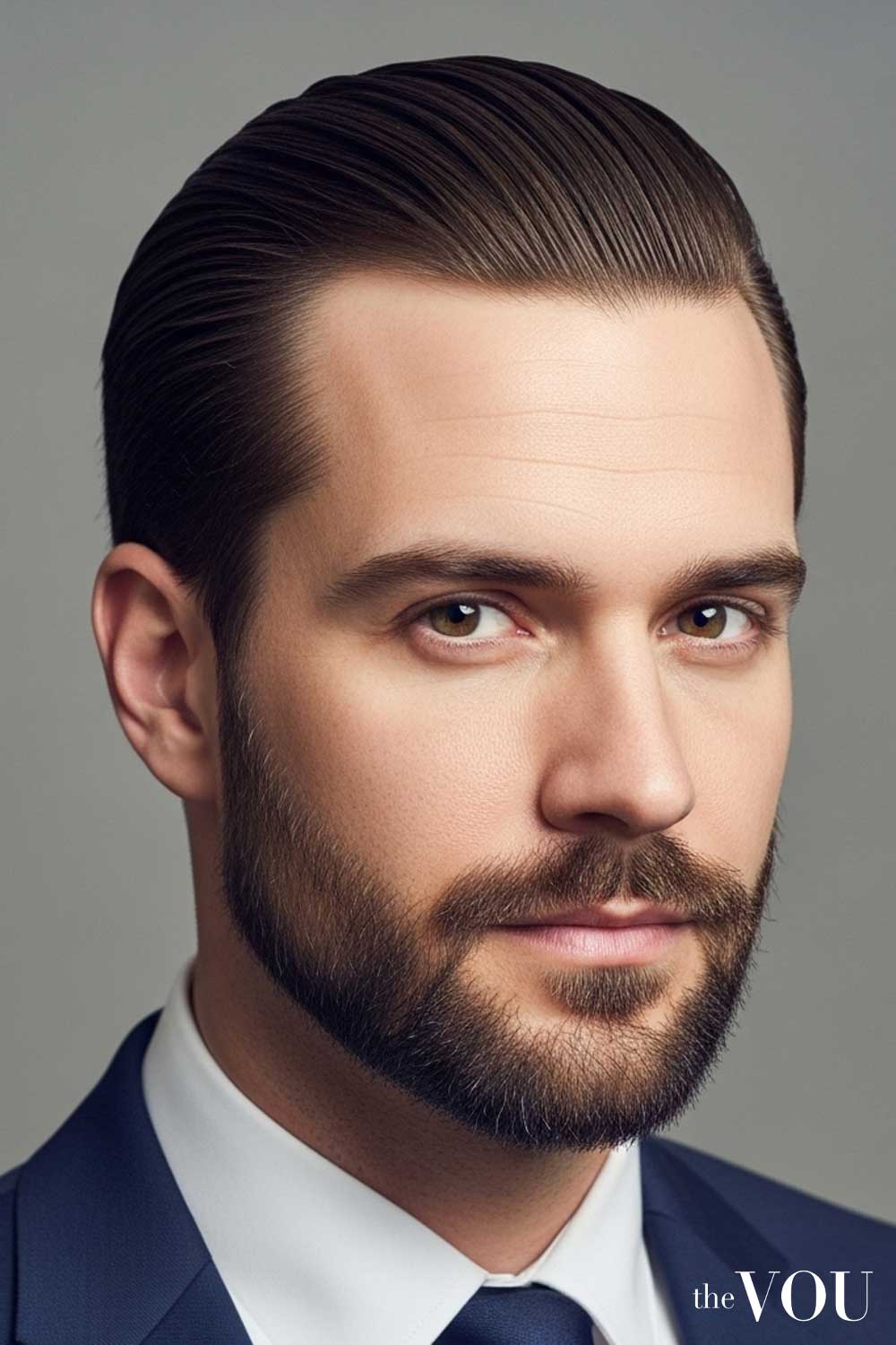 Slicked Back Heart Face Shape Men