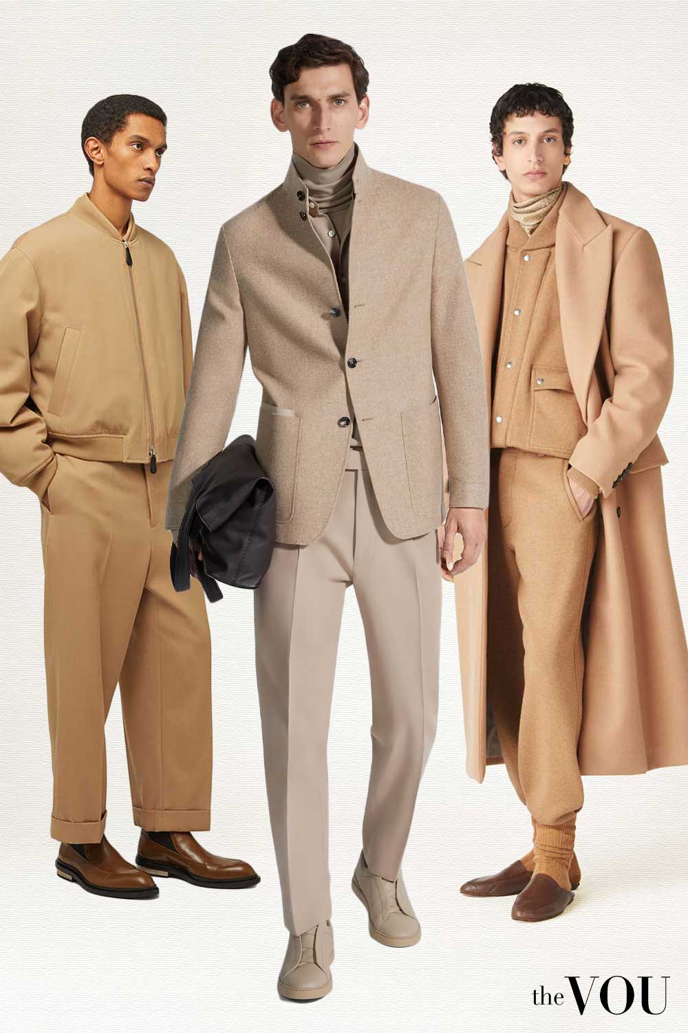 khaki and beige outfit