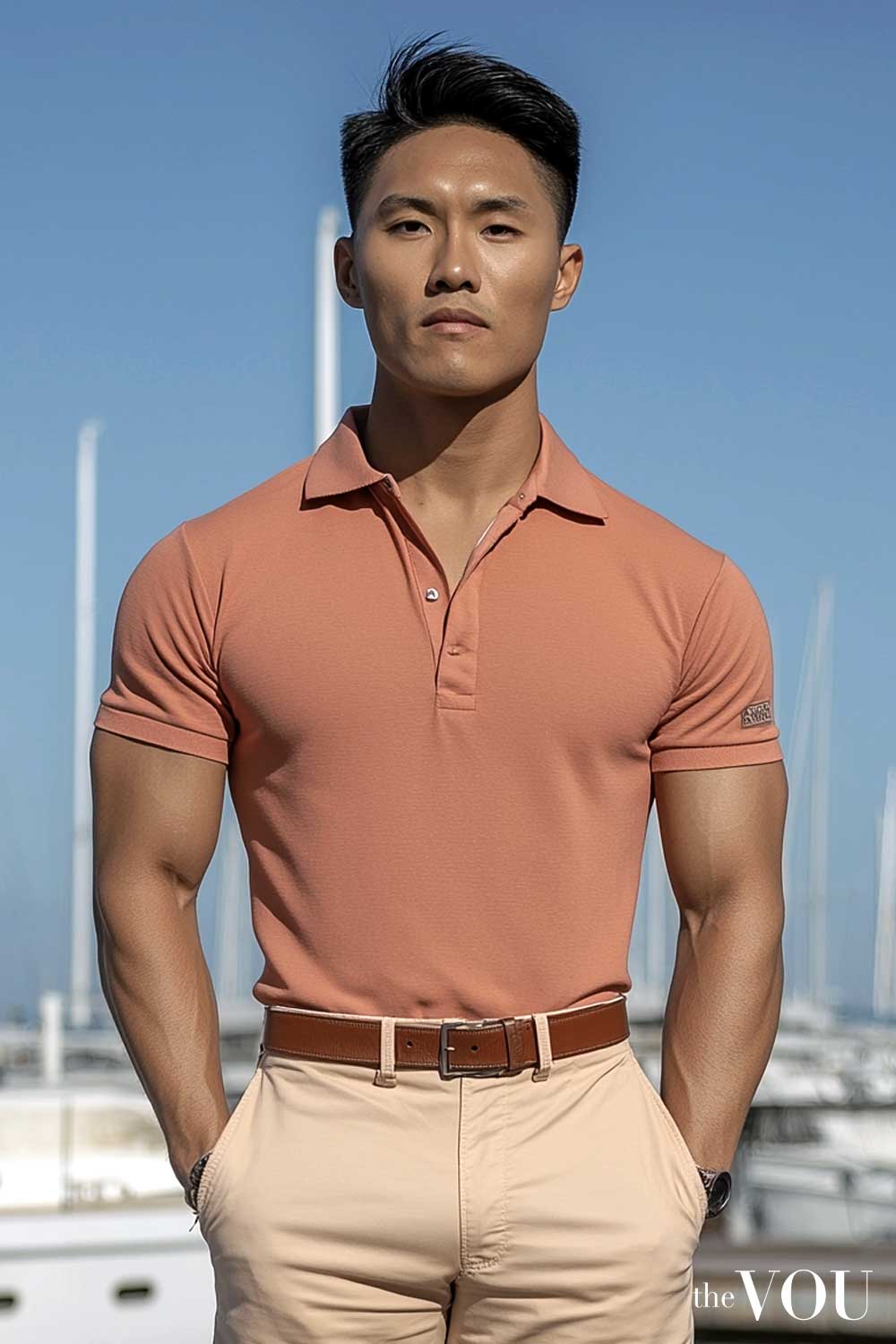 True Spring coral polo shirt men