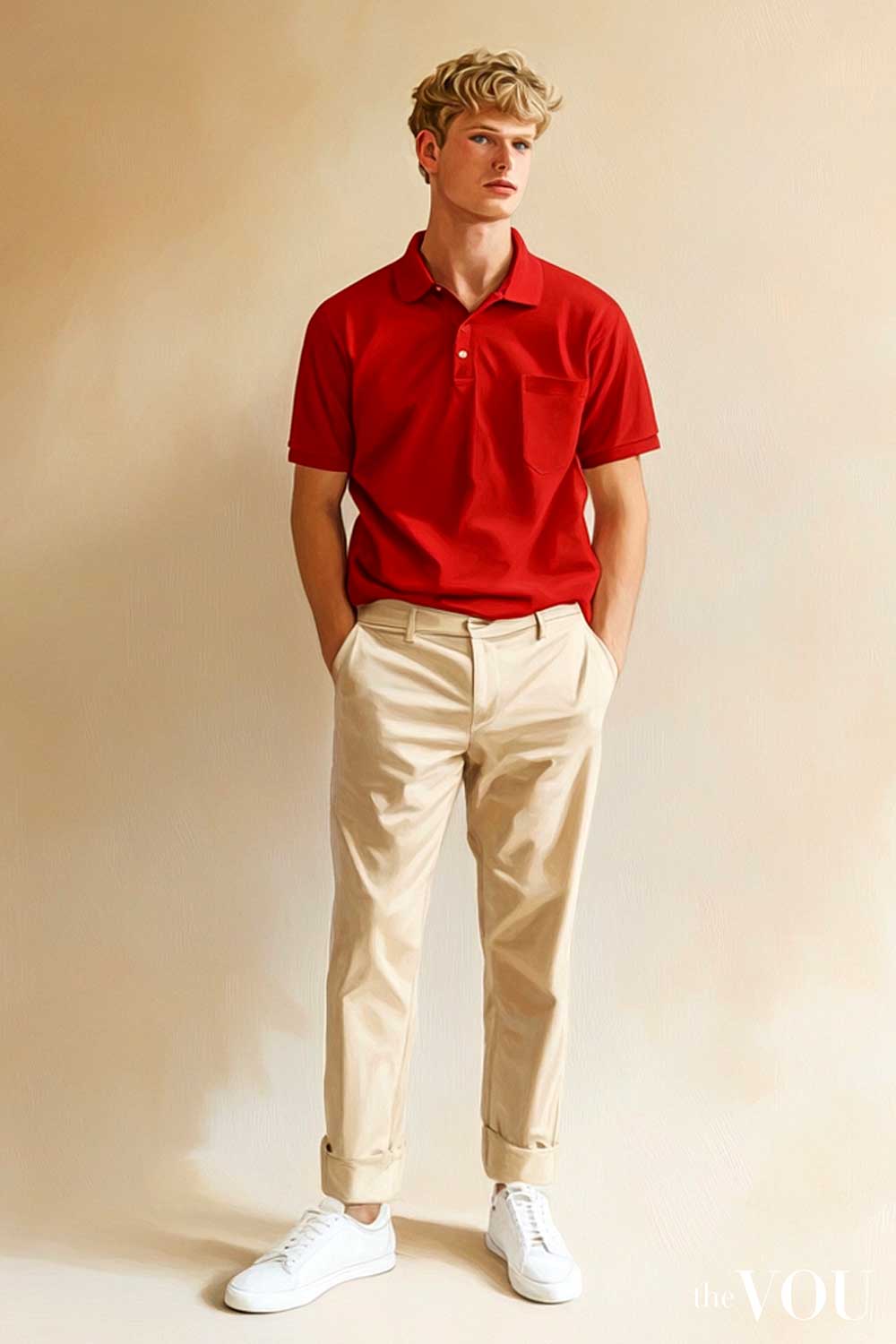 True Spring man tomato red polo shirt