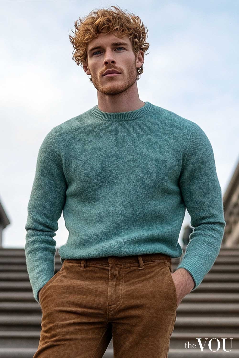 True Spring turquoise sweater men