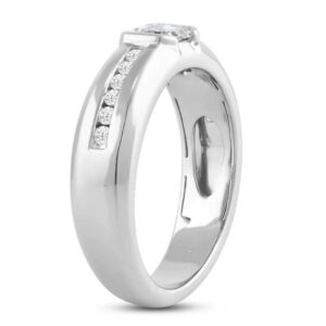 East West Half Bezel Diamond Mens Ring