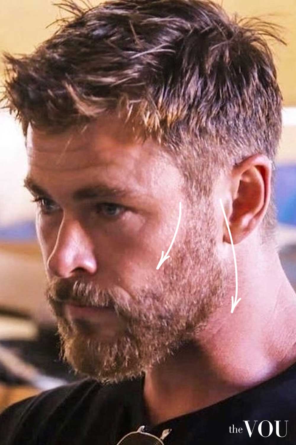 Heart Face Shape Full Beard with Tapered Sides Chris Hemsworth