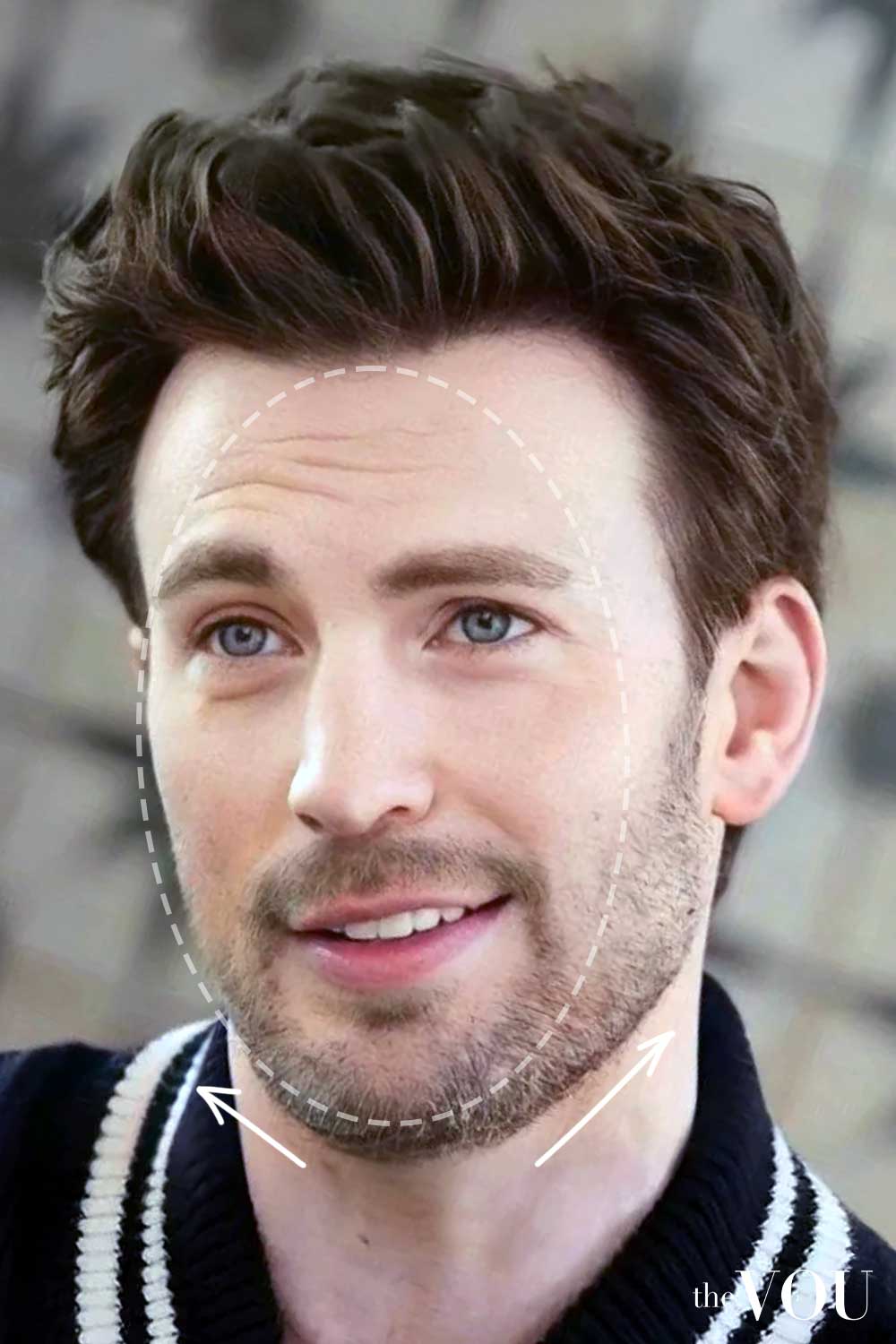 Oval Face Shape Man Heavy Stubble Chris Evans