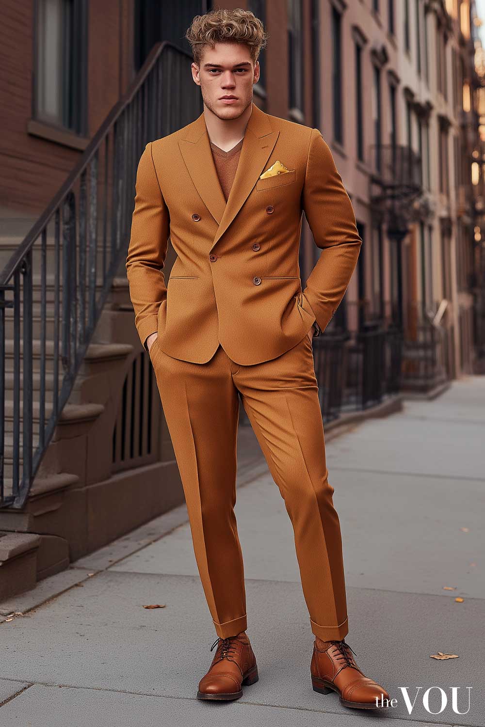 True Spring golden brown suit men