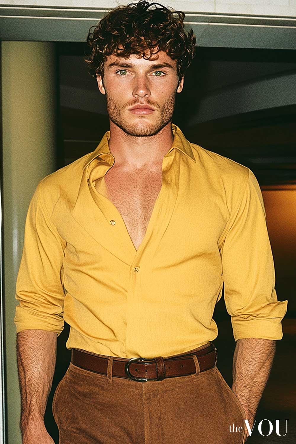 True Spring warm yellow shirt men