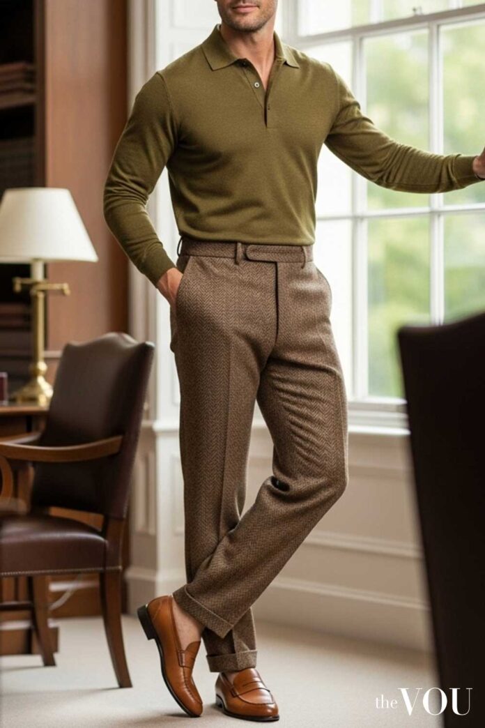 Classic Old-Money style Athletic Build and Warm colour palette Typical Day at the Office Outfit