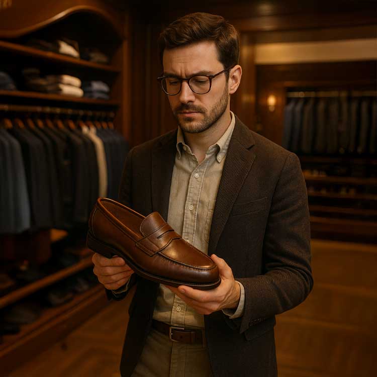 Classic leather shoes suited for smart-casual wear Brogues, Derbies, traditional Penny Loafers