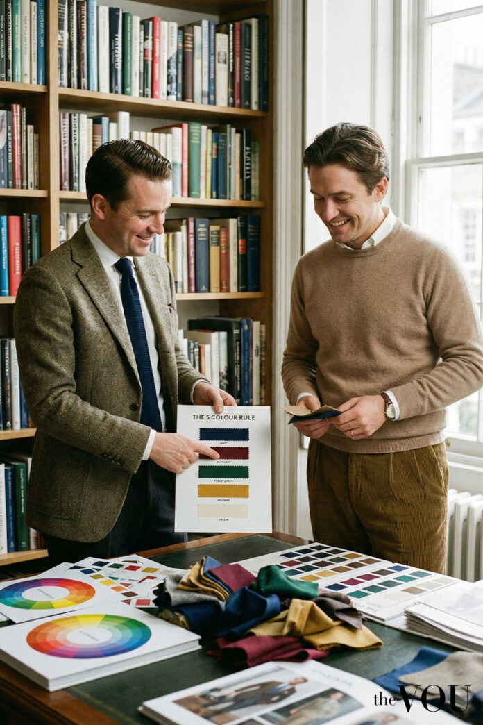 Image-Consultant-teaching-about-the-5-colour-rule-for-men-thevou.com