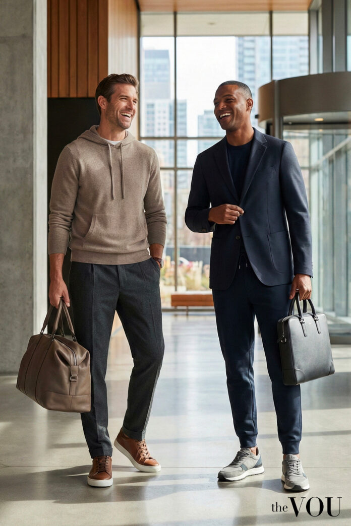 Two Men Dressed in Athleisure Style - thevou.com